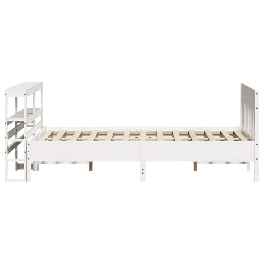 Cadre de lit sans matelas blanc 135x190 cm bois de pin massif - 5