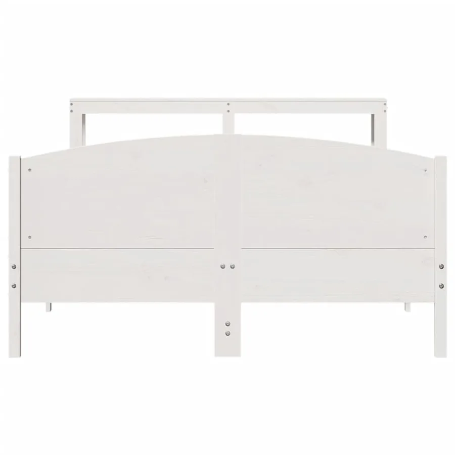 Cadre de lit sans matelas blanc 135x190 cm bois de pin massif - 4
