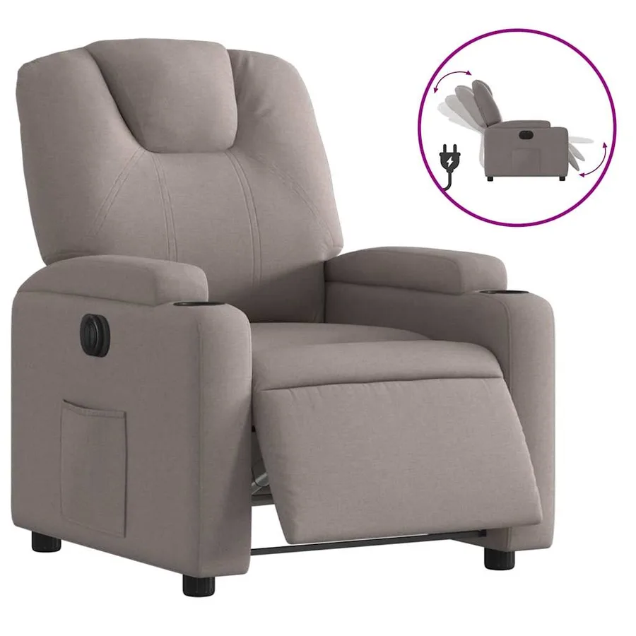 Fauteuil inclinable électrique Taupe Tissu - 2