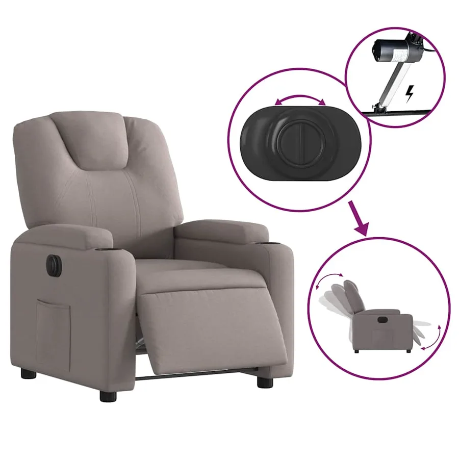 Fauteuil inclinable électrique Taupe Tissu - 6