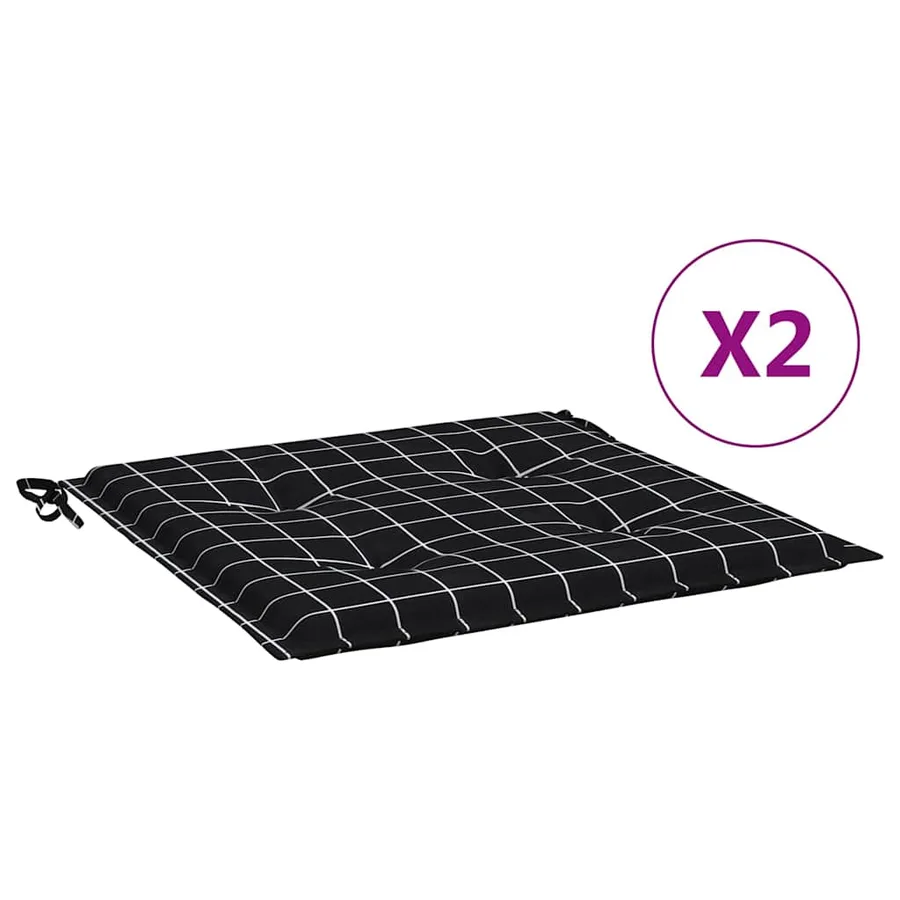 Coussins de chaise de jardin lot de 2 motif à carreaux noir - 2