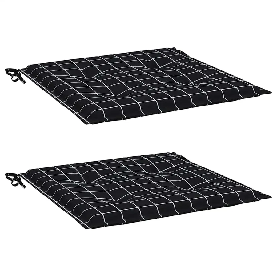 Coussins de chaise de jardin lot de 2 motif à carreaux noir - 3