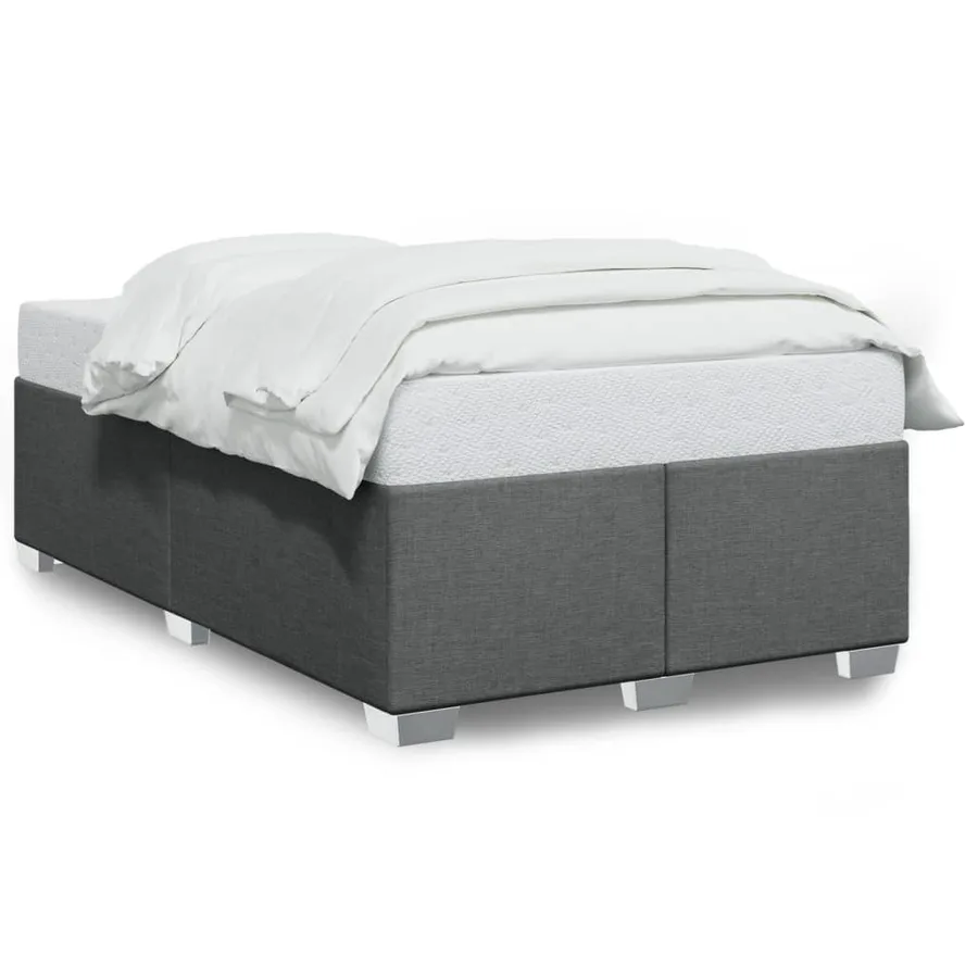 Cadre de lit sans matelas gris foncé 120x200 cm tissu - 2