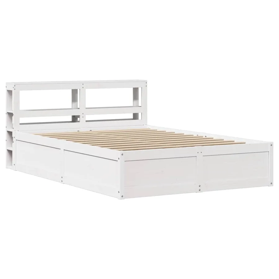 Cadre de lit avec tête de lit blanc 135x190 cm bois pin massif - 2