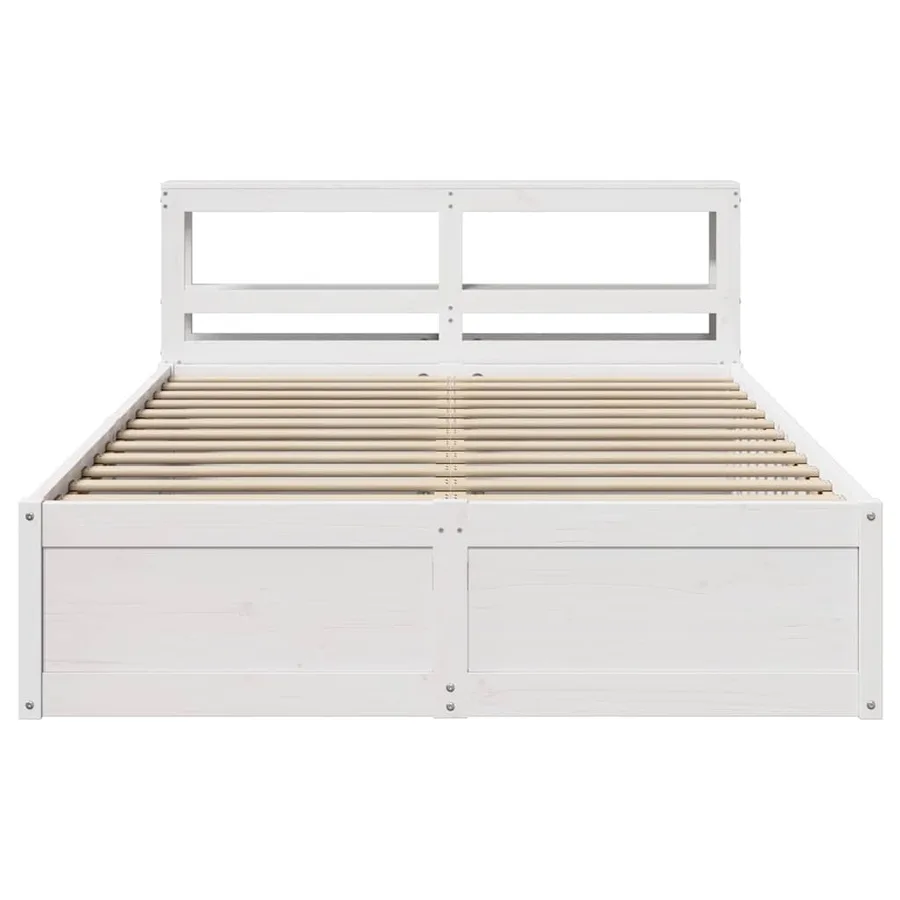 Cadre de lit avec tête de lit blanc 135x190 cm bois pin massif - 4