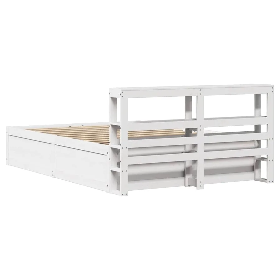 Cadre de lit avec tête de lit blanc 135x190 cm bois pin massif - 8