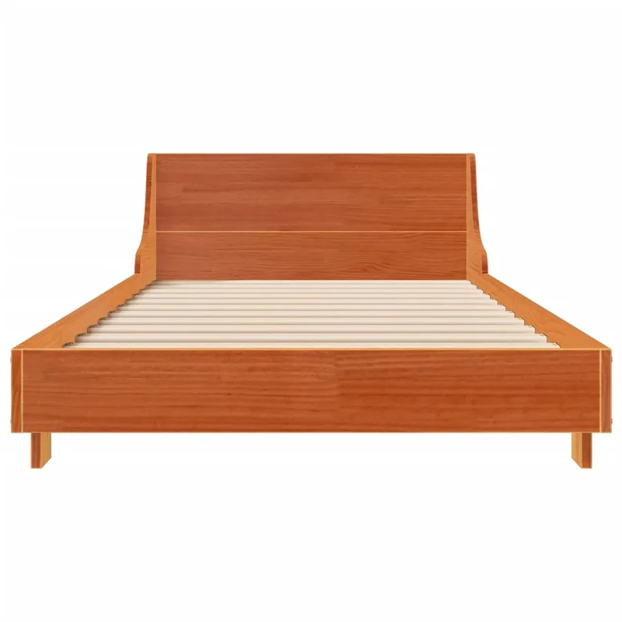 Cadre de lit sans matelas cire marron 100x200cm bois pin massif - 4