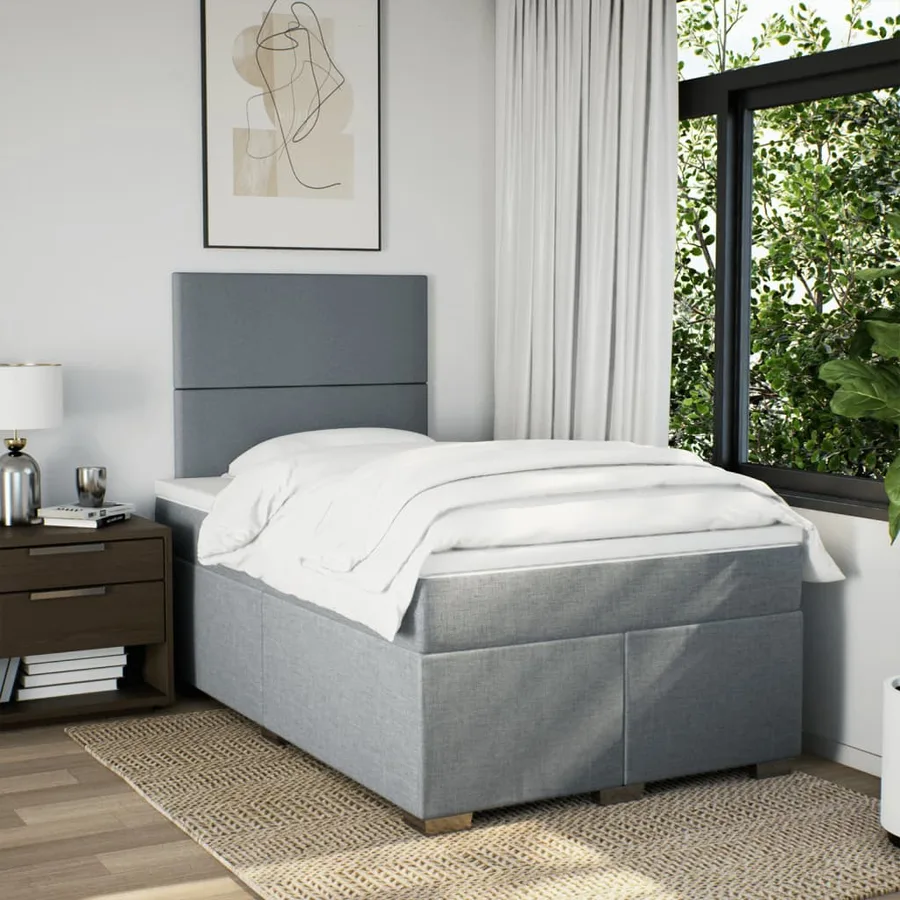 Sommier à lattes de lit avec matelas Gris clair 120x200cm Tissu - 3