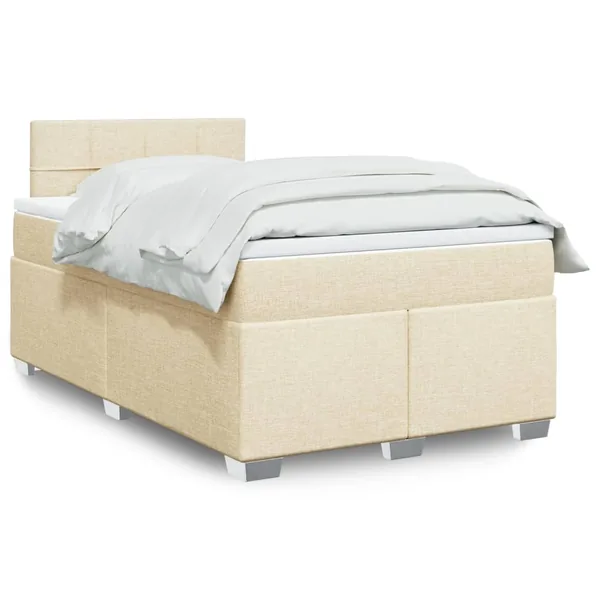 Sommier à lattes de lit avec matelas Crème 120x200 cm Tissu