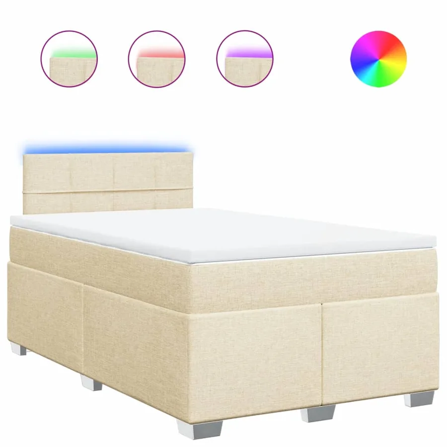 Sommier à lattes de lit avec matelas Crème 120x200 cm Tissu - 2
