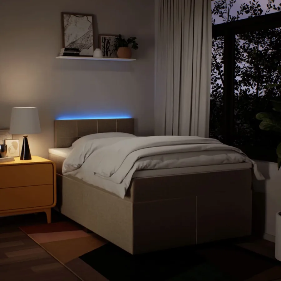 Sommier à lattes de lit avec matelas Crème 120x200 cm Tissu - 5