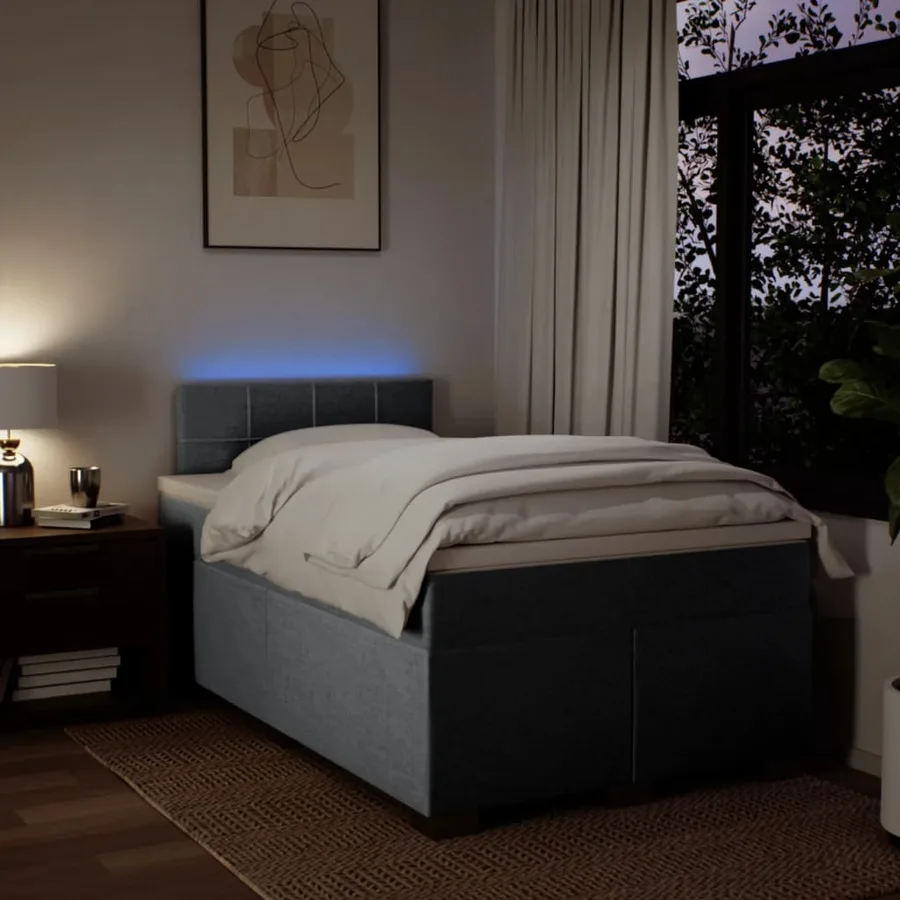 Sommier à lattes de lit avec matelas Gris clair 120x200cm Tissu - 5