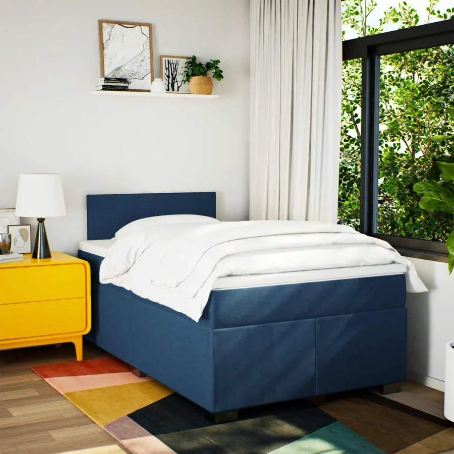 Sommier à lattes de lit avec matelas Bleu 120x200 cm Tissu - 3