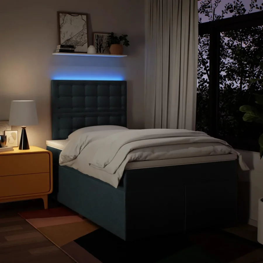 Sommier à lattes de lit avec matelas Bleu 120x200 cm Tissu - 5