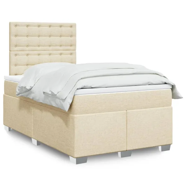 Sommier à lattes de lit avec matelas Crème 120x200 cm Tissu