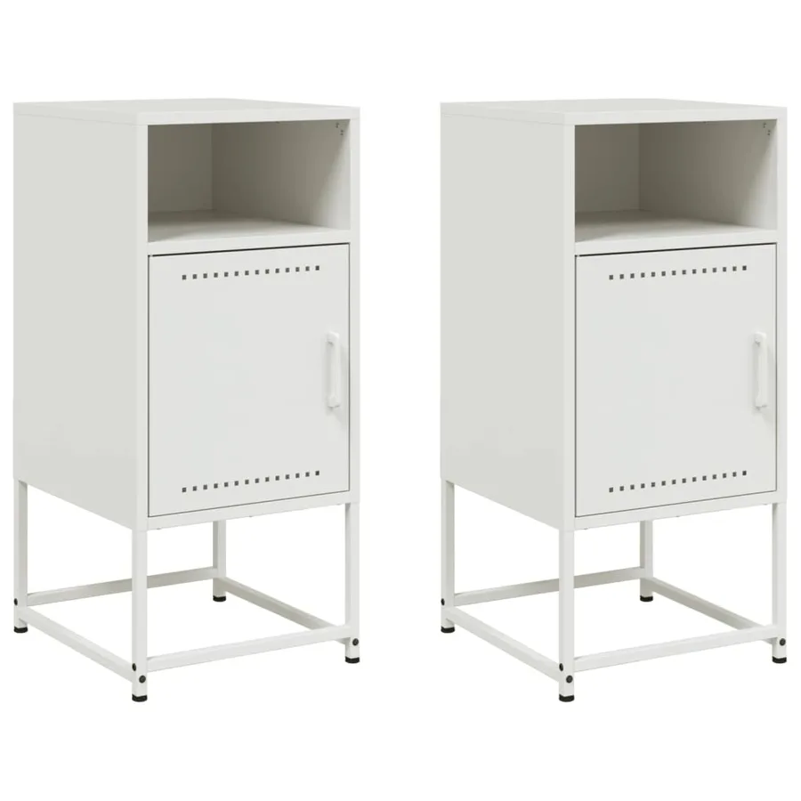 Tables de chevet 2 pcs blanc 36x39x78 cm acier - 2
