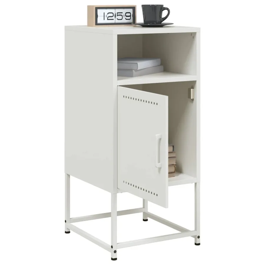 Tables de chevet 2 pcs blanc 36x39x78 cm acier - 3