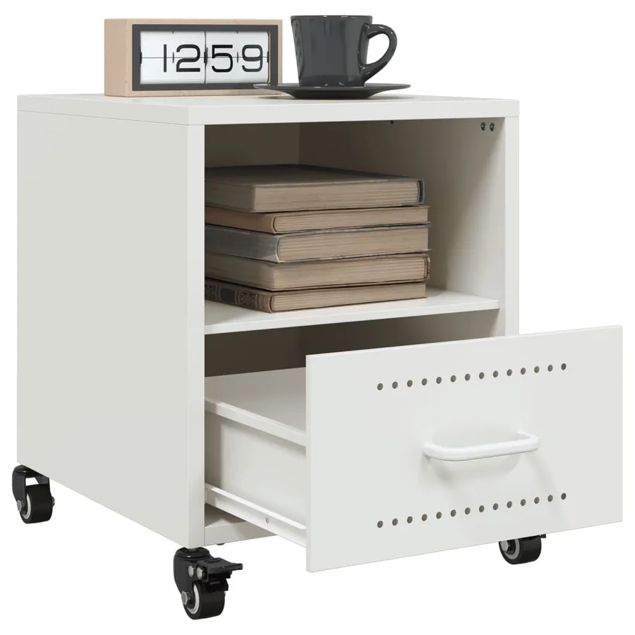 Tables de chevet 2 pcs blanc 36x39x43,5 cm acier - 4
