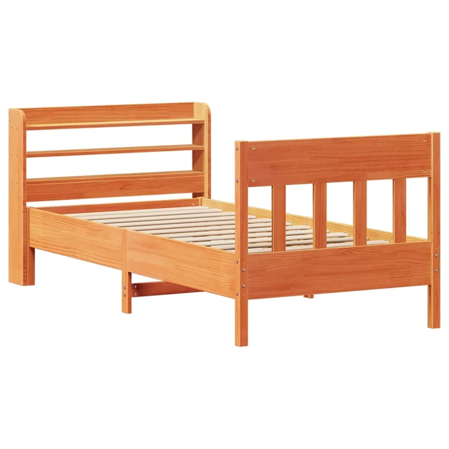 Cadre de lit sans matelas cire marron 100x200cm bois pin massif - 3