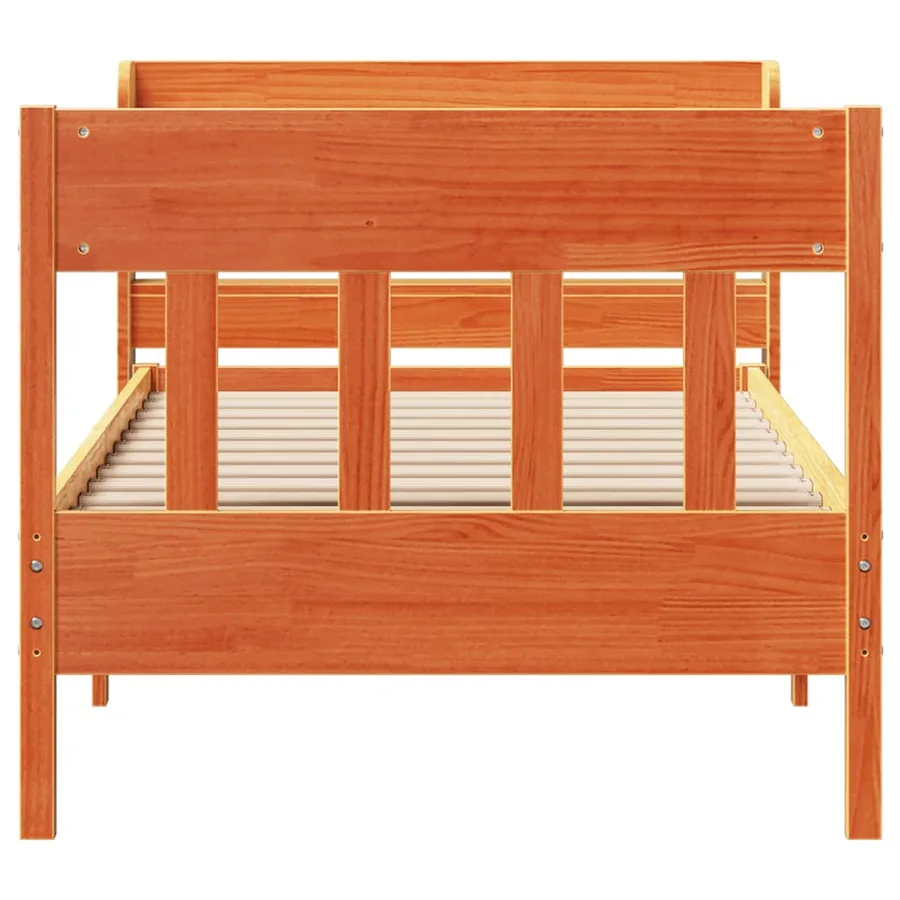 Cadre de lit sans matelas cire marron 100x200cm bois pin massif - 4