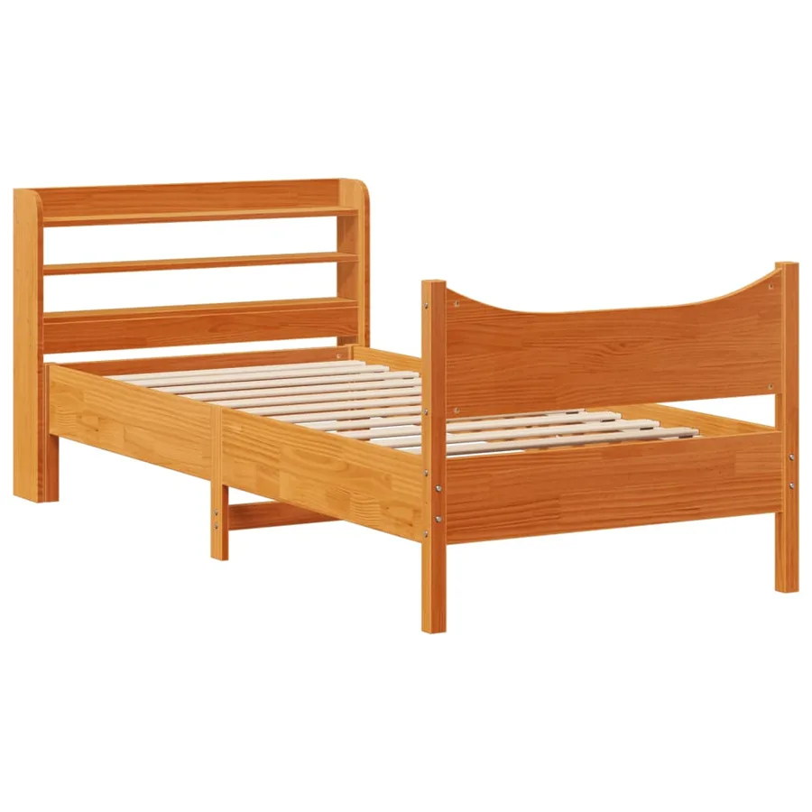 Cadre de lit avec tête de lit cire marron 75x190 cm bois de pin - 2