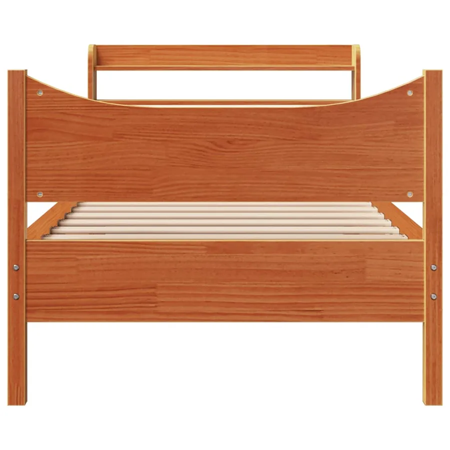 Cadre de lit avec tête de lit cire marron 75x190 cm bois de pin - 4
