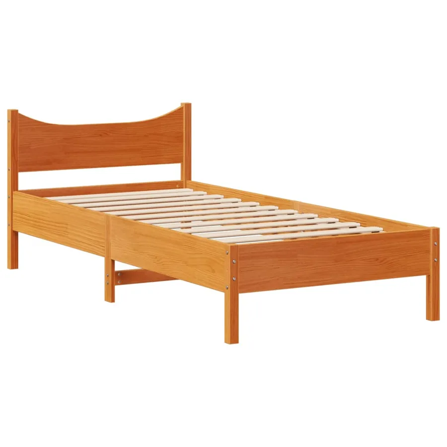 Cadre de lit avec tête de lit cire marron 75x190 cm bois de pin - 5