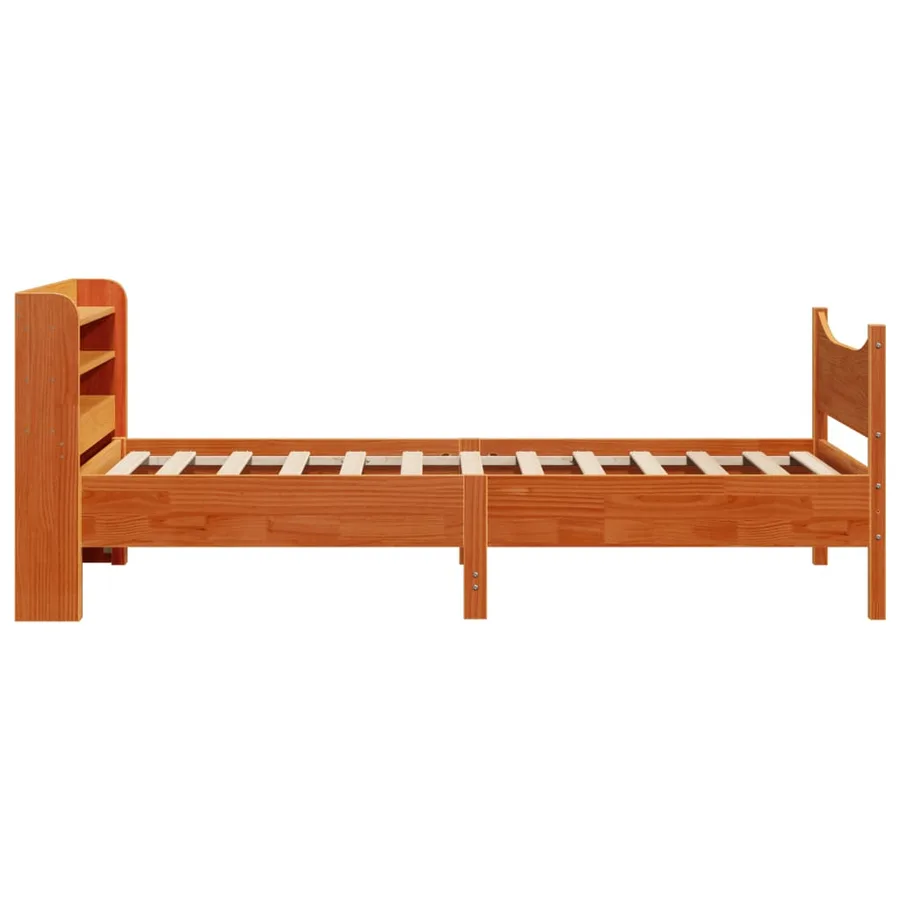 Cadre de lit avec tête de lit cire marron 75x190 cm bois de pin - 7