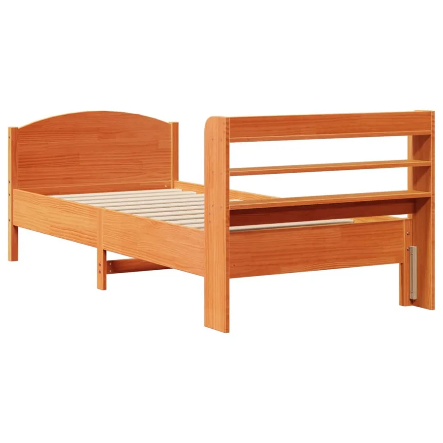 Cadre de lit sans matelas cire marron 75x190 cm bois pin massif - 6