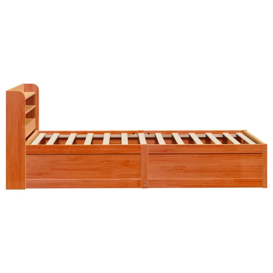 Cadre de lit avec tête de lit cire marron 75x190 cm bois de pin - 7