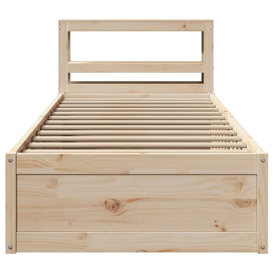 Cadre de lit avec tête de lit 75x190 cm bois de pin massif - 4