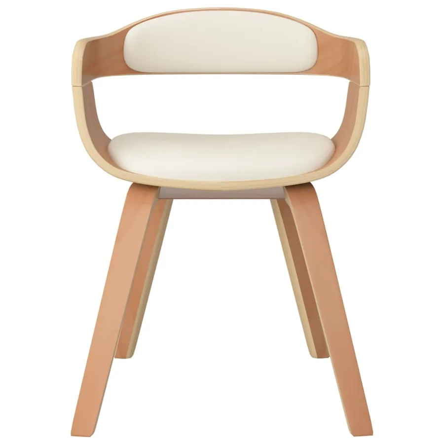 Chaise à manger Crème Similicuir et bois courbé - 3
