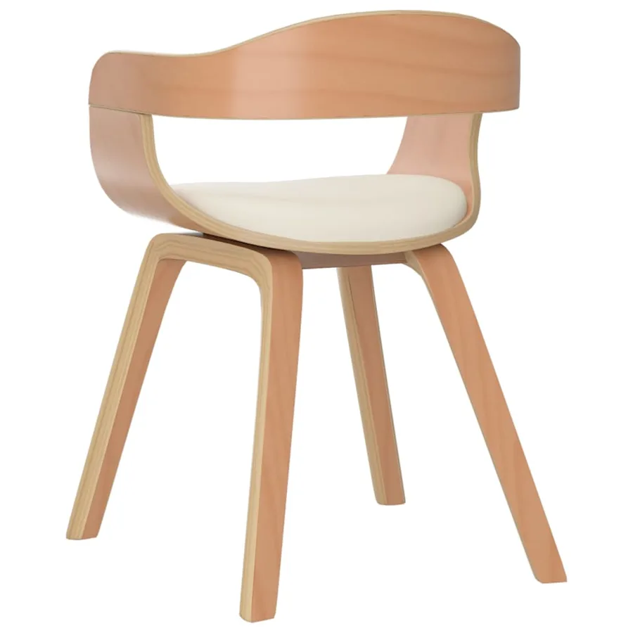 Chaise à manger Crème Similicuir et bois courbé - 5
