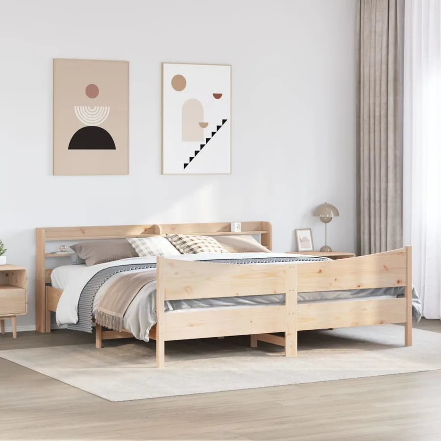 Cadre de lit avec tête de lit 200x200 cm Bois de pin massif - 3