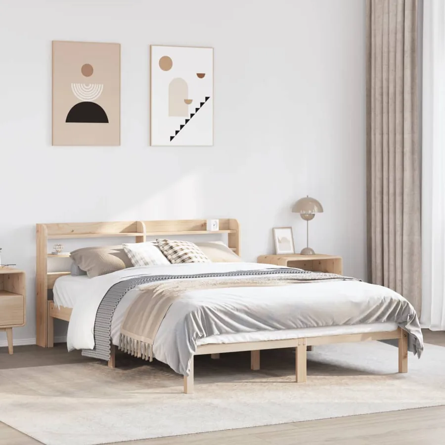 Cadre de lit sans matelas 135x190 cm bois de pin massif
