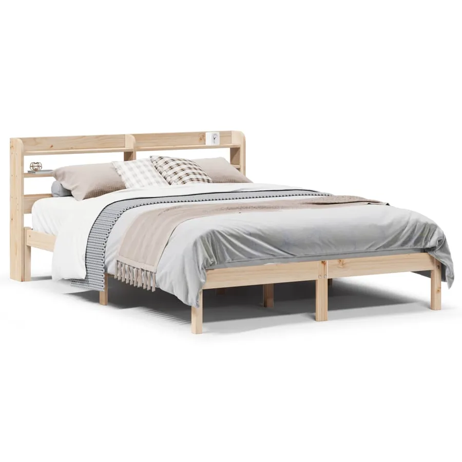 Cadre de lit sans matelas 135x190 cm bois de pin massif - 2