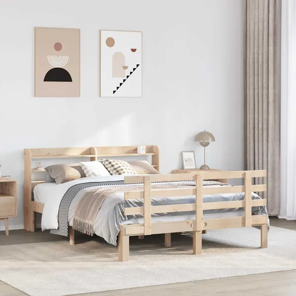 Cadre de lit et tête de lit sans matelas 135x190 cm
