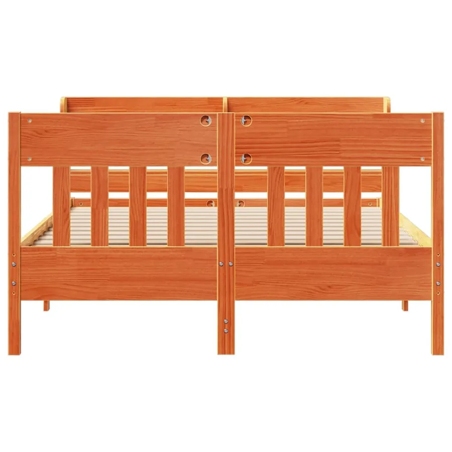Cadre de lit sans matelas cire marron 140x200cm bois pin massif - 4