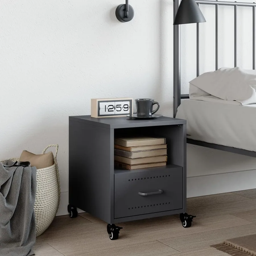 Table de chevet anthracite 36x39x43,5 cm acier - 3