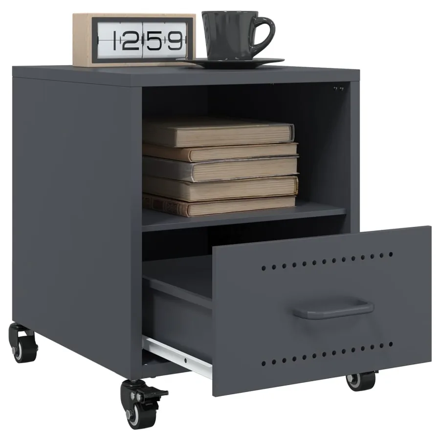 Table de chevet anthracite 36x39x43,5 cm acier - 4