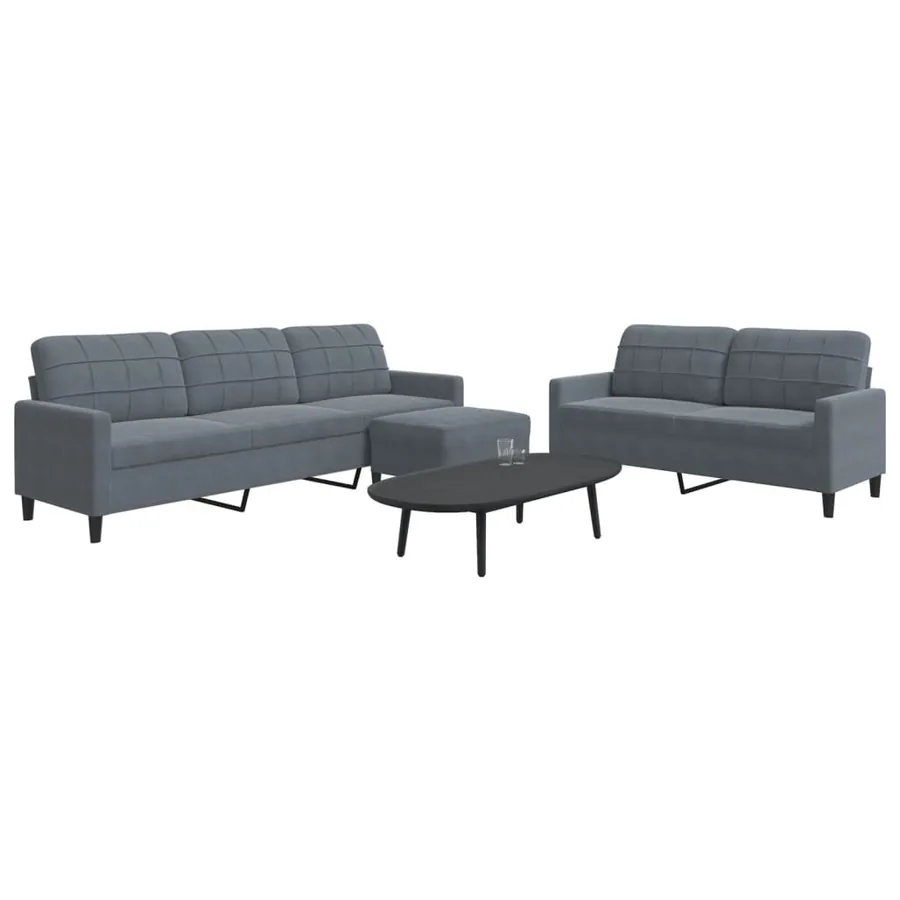Ensemble de canapés 3 pcs avec coussins Gris foncé Velours