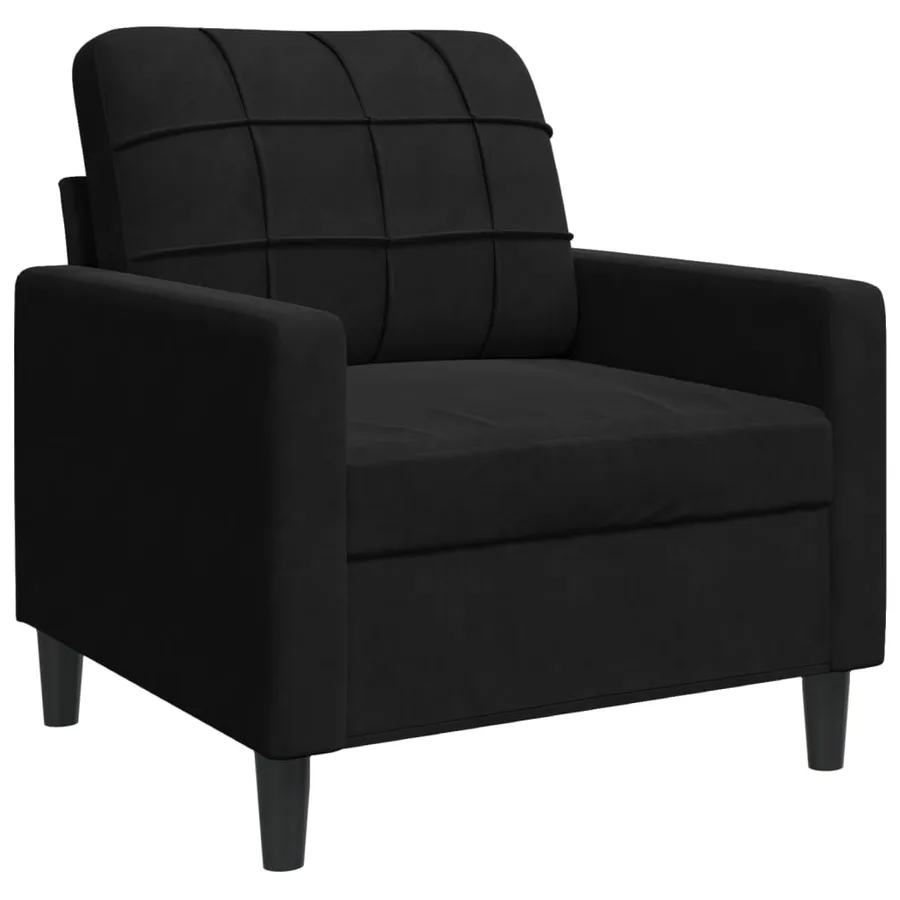 Ensemble de canapés 3pcs et coussins et traversins noir velours - 6