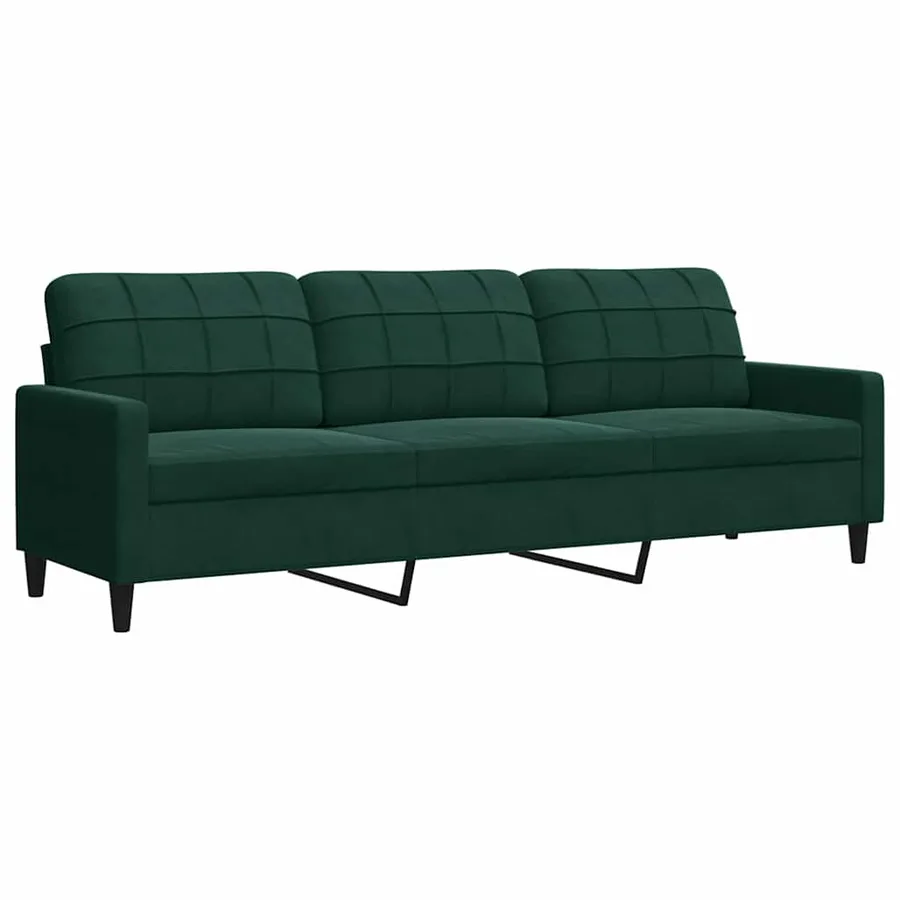 Canapé à 3 places Vert foncé 210 cm Velours - 2