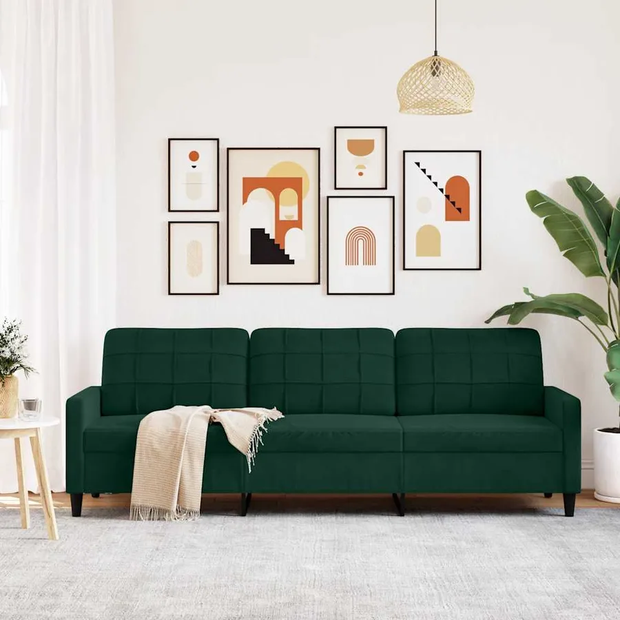 Canapé à 3 places Vert foncé 210 cm Velours - 3