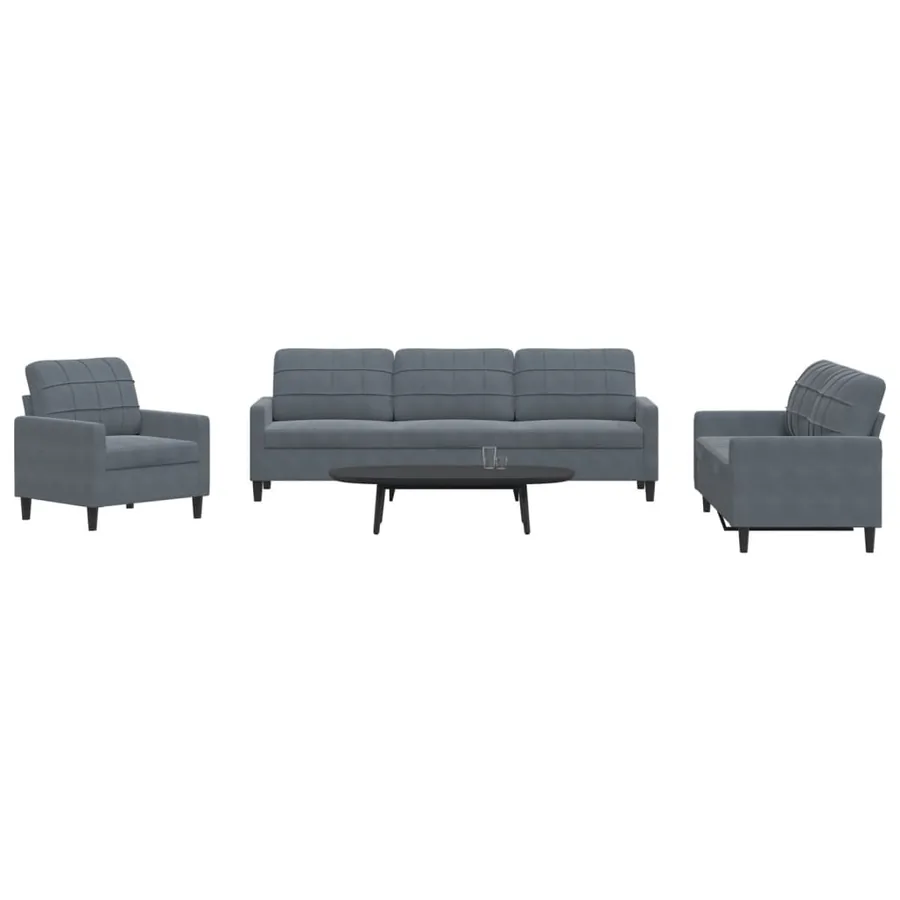 Ensemble de canapés 4 pcs avec coussins Gris foncé Velours