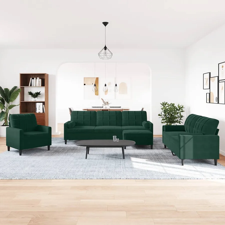 Ensemble de canapés 4 pcs avec coussins et traversins velours - 3