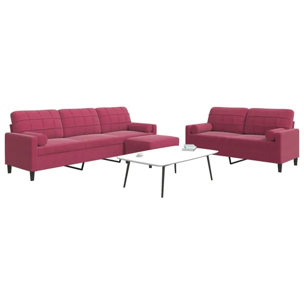 Ensemble de canapés 3 pcs avec coussins et traversins velours