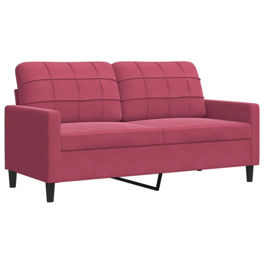 Ensemble de canapés 3 pcs avec coussins Rouge bordeaux Velours - 4