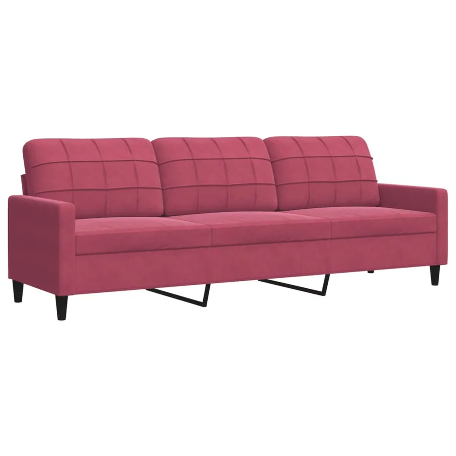 Ensemble de canapés 2 pcs avec coussins Rouge bordeaux Velours - 5
