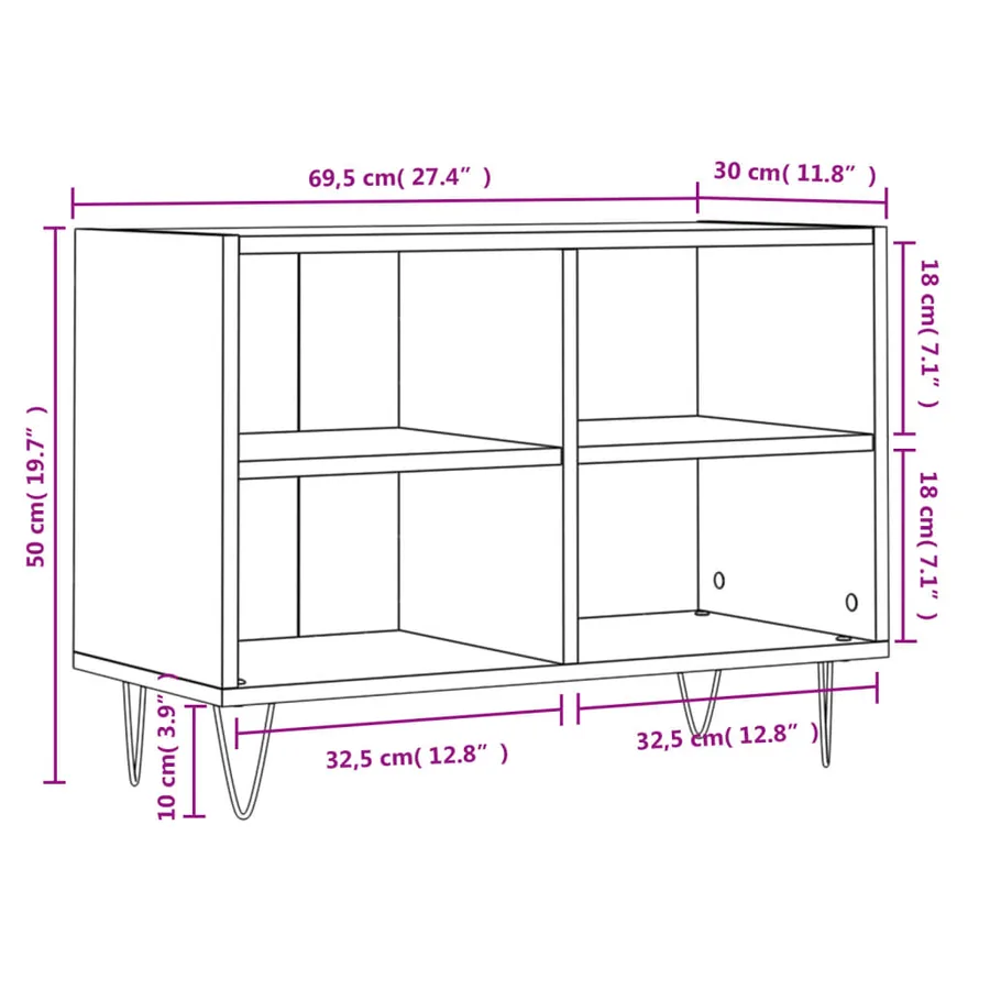 Meuble TV chêne sonoma 69,5 x 30 x 50 cm bois d'ingénierie - 9